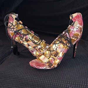 Pink Snake Print High Heel Shoe